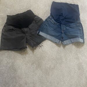 Maternity Denim Shorts Set - Black and Blue